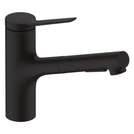 Dřezová baterie Hansgrohe Zesis s vytahovací sprškou, 2 proudy černý mat 74803670