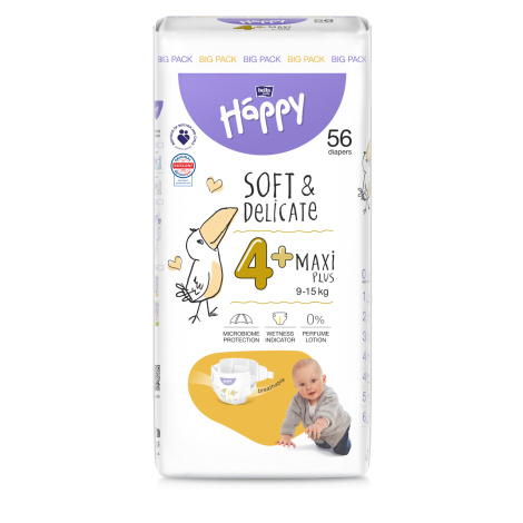 Bella HAPPY S&D vel. 4 Maxi Plus 9-15 kg Big Pack 56 ks