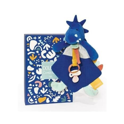 DouDou et Compagnie Paris hračka s úchytem na dudlík dinosaurus modrý 23 cm
