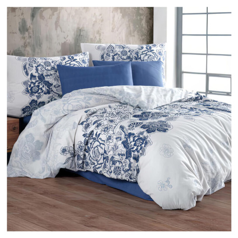 Bavlněné renforcé ložní povlečení ARMINA modrá francouzská postel