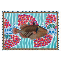 Tyrkysová koupelnová předložka 40x60 cm Tufted Fish – Really Nice Things