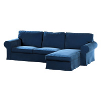 Dekoria Potah na pohovku IKEA Ektorp 2-místná s lenoškou, tmavě modrá, pohovka 2-míst. + šezlong