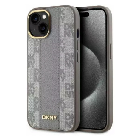 Dkny kožené kostkované Pouzdro MagSafe Mono Pattern pro Apple IPhone 15