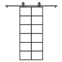 vidaXL Posuvné dveře s kováním 90x205 cm ESG sklo a hliník