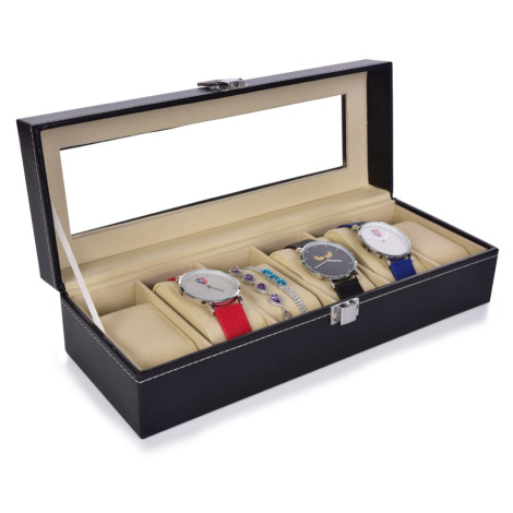 Luxusní kazeta na uložení hodinek i náramků 6 přihrádek