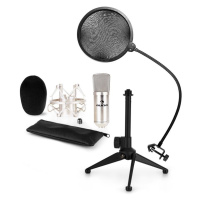 Auna CM001S mikrofonní sada V2 – kondenzátorový mikrofon, mikrofonní stojan, pop filtr, stříbrná
