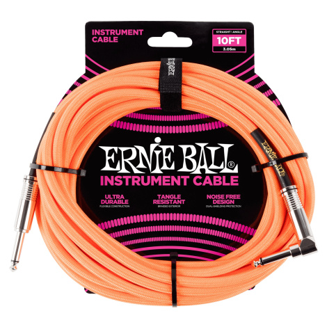 Ernie Ball 10' Braided Cable Neon Orange