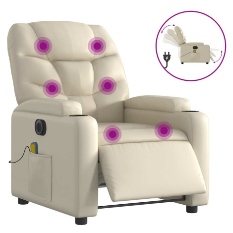 vidaXL Elektrické masážní polohovací křeslo krémové umělá kůže