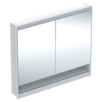 Geberit ONE - Zrcadlová skříňka s LED osvětlením, 1050x900x150 mm, 2 dvířka, s nikou, vestavná, 