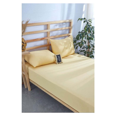 Žluté napínací bavlněné prostěradlo a povlak na polštář v sadě 180x200 cm – Mila Home