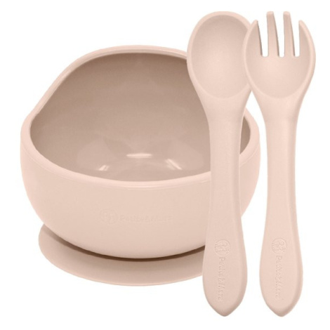 Petite&Mars Set jídelní silikonový TAKE&MATCH 2 ks miska + příbor Desert Sand 6m+