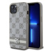 Pouzdro DKNY PU Leather Checkered Pattern and Stripe zadni kryt Apple iPhone 13 Beige