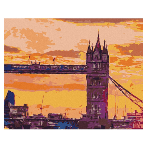 Malování podle čísel - LONDÝNSKÝ TOWER BRIDGE PŘI ZÁPADU SLUNCE Rozměr: 40x50 cm, Rámování: bez 