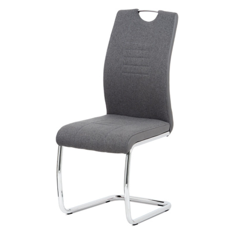 Jídelní židle CYLINDRICA, šedá látka/ekokůže/chrom