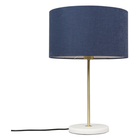 Mosazná stolní lampa s modrým odstínem 35 cm - Kaso QAZQA