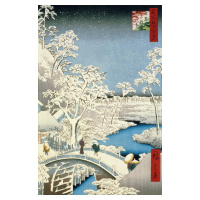 Obrazová reprodukce Bubnový most Meguro a kopec Sunset Hill, Utagawa Hiroshige, 26.7 × 40 cm