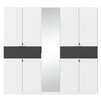 Šatní skříň TICAO IV alpská bílá/metalická šedá, šířka 226 cm