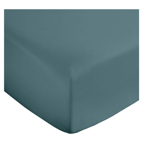 Zelenomodré napínací prostěradlo z bavlněného saténu 150x200 cm Cotton Sateen – Bianca