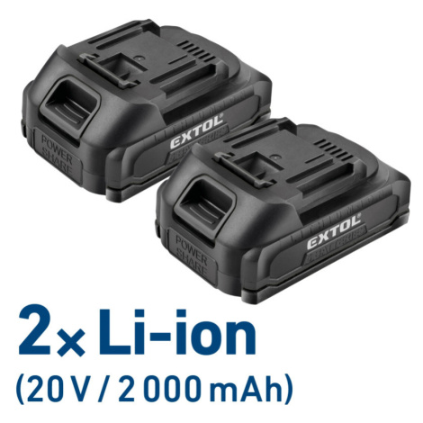 vrtací šroubovák aku, BRUSHLESS, 20V Li-ion, 2×2Ah Extol Premium