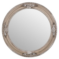 Estila Designové kulaté provensálské zrcadlo v béžové barvě se stříbrnými detaily 58 cm