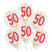 Balónky latexové transparentní s konfetami "50" 27,5 cm 6 ks