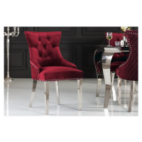 LuxD Designová židle Queen Lví hlava samet červená