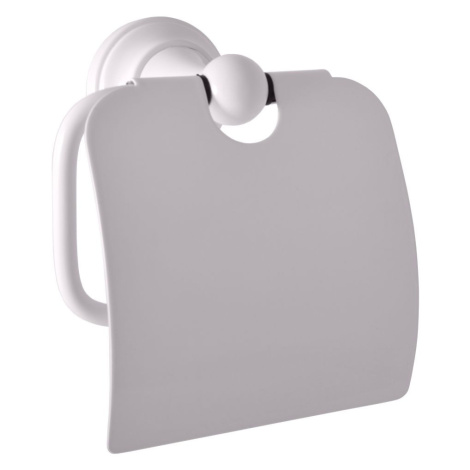 SLEZAK-RAV Držák toaletního papíru s krytem bílý Koupelnový doplněk MORAVA RETRO, Barva: bílá MK