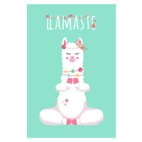 Ilustrace cute cartoon lama alpaca in youga, Anna Morozova, 26.7 × 40 cm