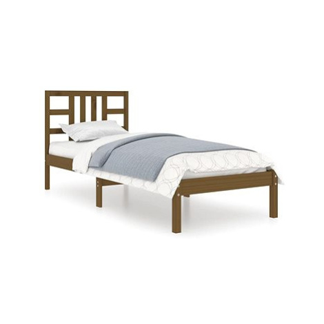 Rám postele medově hnědý masivní dřevo 100 × 200 cm, 3105398 SHUMEE