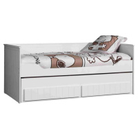 Bílá dětská postel z borovicového dřeva s výsuvným lůžkem s úložným prostorem 90x200 cm Robin – 
