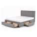 Dvoulůžková postel MODENA –⁠ 180x200, látka, šedá