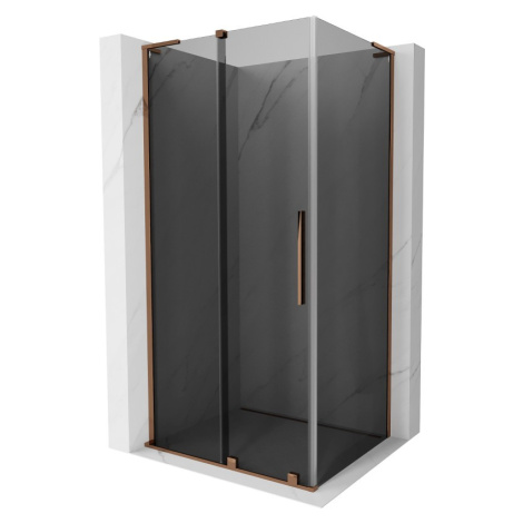 MEXEN/S Velar L sprchový kout, posuvné dveře 90 x 120, grafit, růžové zlato 871-090-120-43-60