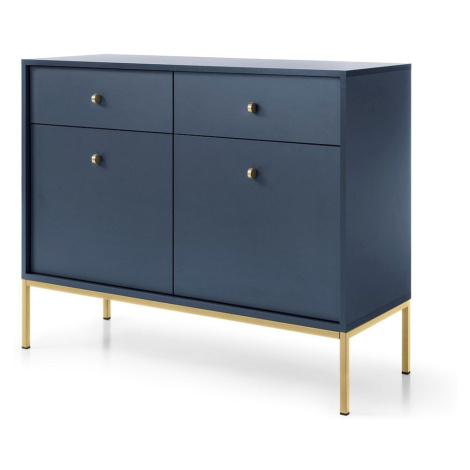 Komoda Mono námořnická modrá se zásuvkami (MKSZ104), navy/zlatá Piaski
