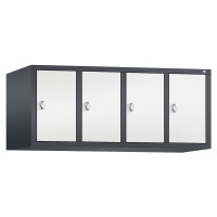 C+P Nástavná skříň CLASSIC, 4 oddíly, šířka oddílu 300 mm, černošedá / dopravní bílá