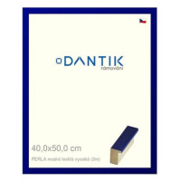 DANTIK rámeček 40 × 50, PERLA modrý lesklý vysoký plexi čiré