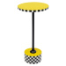 KARE Design Odkládací stolek Domero Checkers - žlutý, Ø25cm