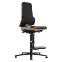 bimos Pracovní otočná židle NEON, patky, stupínek pro nohy, synchronní mechanika, PU pěna, oranž
