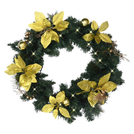 vidaXL Vánoční věnec s LED diodami zelený 60 cm PVC