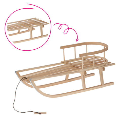 Sáňky s opěradlem a popruhem, přírodní, bukové dřevo, KLZY Tempo Kondela