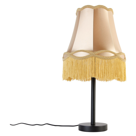 Klasická stolní lampa černá se stínidlem babička zlatá 30 cm - Simplo QAZQA