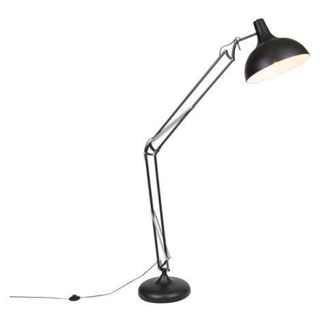 Průmyslová stojací lampa černá nastavitelná - Hobby QAZQA