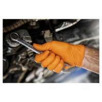 Mercator Nitrilové rukavice, extra pevné, odolné chemikáliím, oranžové, 50ks, různé velikosti Ve