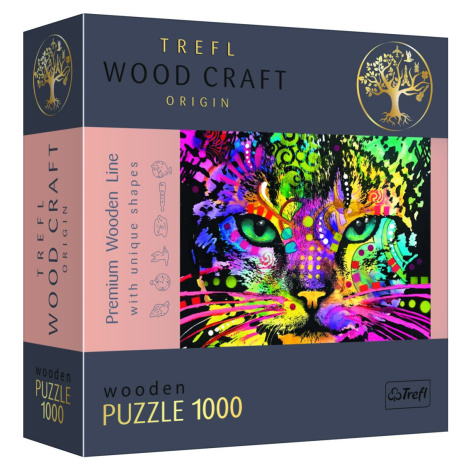 Trefl Wood Craft Origin Puzzle Barevná kočka 1000 dílků - dřevěné - Trefl