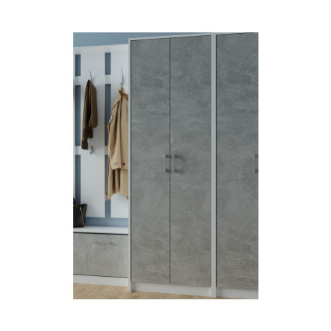 Šatní skříň Vincent, bílá/šedý beton Asko