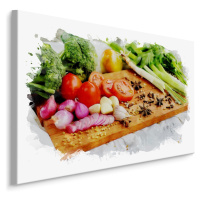 MyBestHome BOX Plátno Zelenina S Kořením Na Dřevěném Prkénku Varianta: 100x70