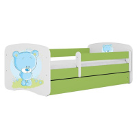 Dětská postel Babydreams+SZ zelená 70x140 Modrý medvídek