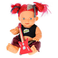 Panenka 23cm s červenými vlasy a kytarou v krabičce