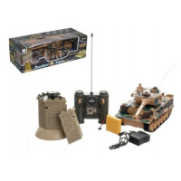 Tank RC TIGER I plast 33 cm + bunkr na baterie + dobíjecí pack se zvukem a světlem