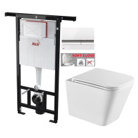 ALCADRAIN Jádromodul předstěnový instalační systém s bílým/ chrom tlačítkem M1720-1 + WC INVENA 