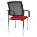 Topstar Síťovaná stohovací židle, 4 nohy, bal.j. 2 ks, červený sedák, pochromovaný podstavec